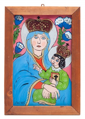 Wladyslawa PORĘBA, Matka Boska Kochawińska (peinture sur verre)