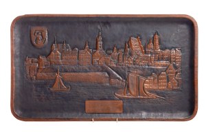 Decorative tray with a panorama of Warsaw, circa 1980.