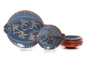 Hope COWALS (1939 - 1998), Set of plates in the form of fish (1+6)