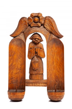 Folk wooden candle holder
