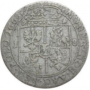 Jan II Kazimierz, ort 1668, Kraków, herb Ślepowron