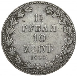 Zabór rosyjski, Mikołaj I, 1 1/2 rubla, 10 złotych 1835 MW, Warszawa