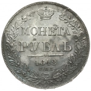 Mikołaj I, rubel 1842 СПБ АЧ przebite z НГ, Petersburg