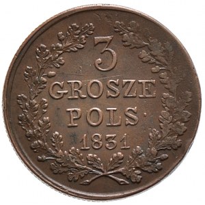 Powstanie Listopadowe, 3 grosze 1831, łapy orła proste