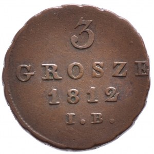 Księstwo Warszawskie, Fryderyk August I, 3 grosze 1812 IB