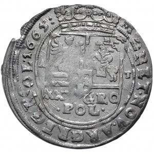 Jan II Kazimierz, tymf 1665, Bydgoszcz, niezwykle niska waga 3,84 g