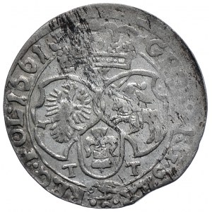 Jan II Kazimierz, szóstak 1661 TT, Bydgoszcz obwódki na awersie i rewersie