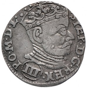 Stefan Batory, trojak 1580, Wilno, nominał pod popiersiem, rzadki
