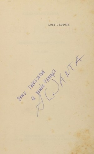 A. JANTA - Losy i ludzie. 1961. Dedykacja autora.