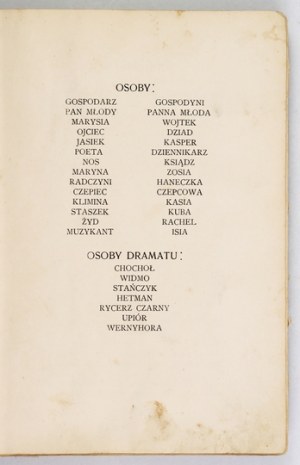 WYSPIAŃSKI S. - Die Hochzeit. 1901. 2. Auflage.