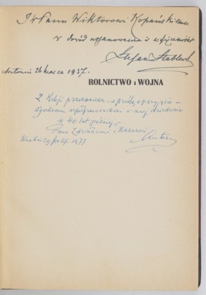 ROSTWOROWSKI S., STABLEWSKI S. - Rolnictwo i wojna - dedykacje autora