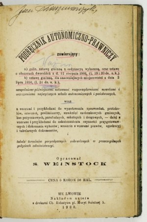 WEINSTOCK S. - Podręcznik autonomiczno-prawniczy [...] 1900