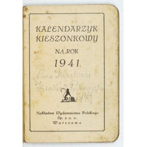 [KALENDARZYK kieszonkowy]. Kalendarzyk kieszonkowy pour l'année 1941, Varsovie. Nakł. Wydawnictwa Polski Sp. z o.o. 16,...