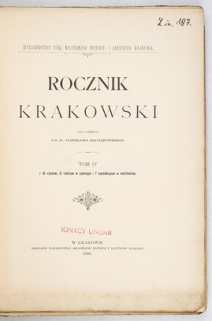 Krakauer Jahrbuch. 1900. Mit einer Farblithographie von S. Wyspiański auf dem Einband.