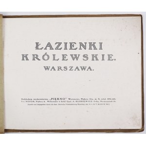 ŁAZIENKI Królewskie, Varsovie. Varsovie 1916. publié par Piękno. 16d podł., pp. [4], planches 37....