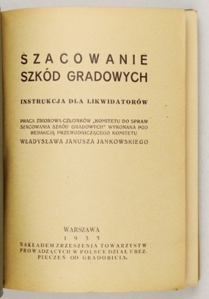 Schätzung von Hagelschäden. Anleitung für Liquidatoren. 1935