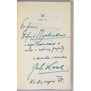 KUREK J. - The Book of the Tatra Mountains. 1966. - dedication by the author