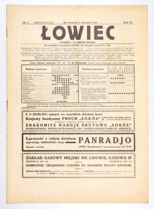 ŁOWIEC. Organe de la Société de chasse de Petite Pologne - 9 numéros. 1931