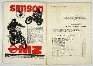 42 COURSE INTERNATIONALE DE MOTOCYCLE DE SIX JOURS. Zakopane, 17-22 septembre 1967. Programme