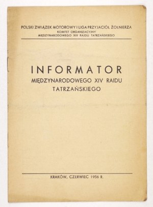 Międzynarodowy XIV Rajd Tatrzański. Informator ... 1956
