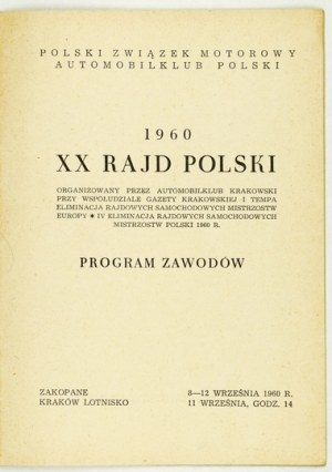 XX RAJD Polski. Program zawodów 1960