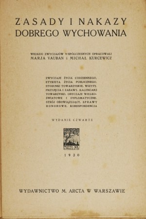 Principes et préceptes de savoir-vivre. 1930