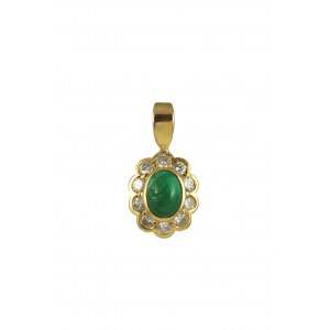 Gold pendant marquise emerald 1.26ct, diamonds ł.0.70ct