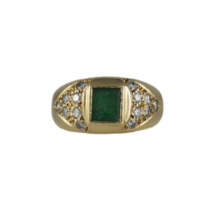 Zlatý prsteň so smaragdom 1,03 ct, diamanty ł.0.49, 18K