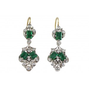 Earrings emeralds 1.17ct diamonds 0.40ct H/Si