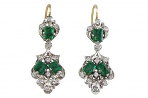 Earrings emeralds 1.17ct diamonds 0.40ct H/Si