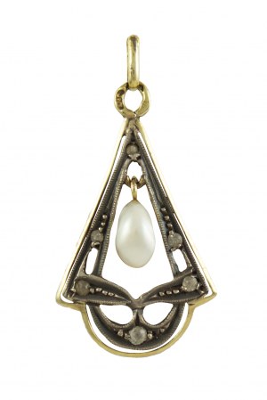Art Deco pendant gold silver leucosapphire baroque pearl