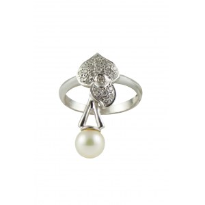 Akoya perlový prsteň fi 7,33 mm diamanty 0,185ct G-H/VS-Si