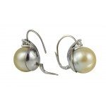 South Sea pearl earrings 13.95mm, diamonds0.40ct H/Si