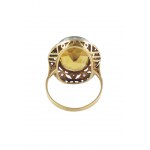 Citrínový prsteň v štýle art deco 12,70 ct, 16 diamantových roziet
