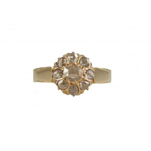 Daisy Art Deco ring 9 diamond rosettes 0.114ct