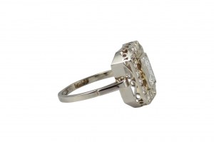 Bague de style Art Déco diamantée émeraude 1.07ct G/Si