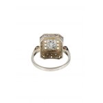 Ring in Art Deco style diamond cut emerald 1.07ct G/Si
