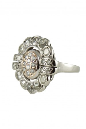 Art Deco prsten s diamanty ~1,825ct H-L/VS-P1