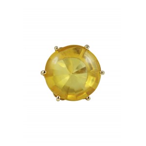 Kruhový prsteň z jantáru s citrínom - brúsený v zlate