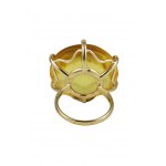 Ring with lemon amber round-cut in gold
