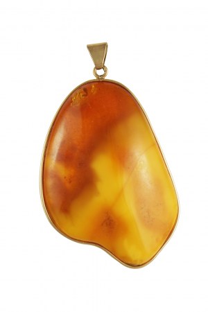 Cognac white amber pendant oxidized in gold