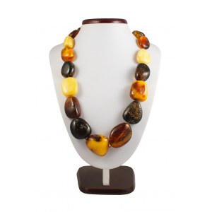 Collier de perles d'ambre multicolores