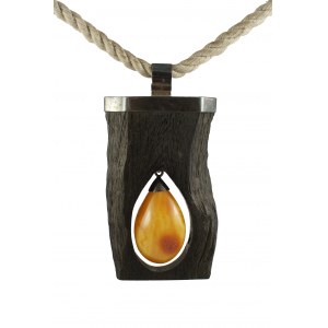Black oak amber pendant in silver