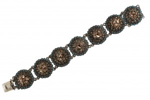 Biedermier bracelet silver gold turquoise marcasites