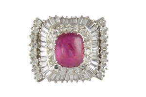 Marquise ring star ruby 4.18ct, diamonds ~1.98ct G-H/VS-Si