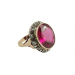 Art Deco ruby ring fusion diamonds