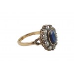 Polish marquise ring sapphire 1.54ct, diamonds 1.10ct H-M/Si Art Deco