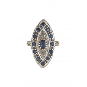 Marquise ring sapphires ~2.20ct, diamond rauts