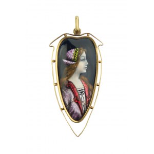 artysta Thoumieux, Limoges, Francja, Wisior Limoges Francja 18K