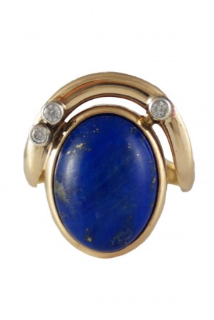 Pierścień lapis brylanty 14K